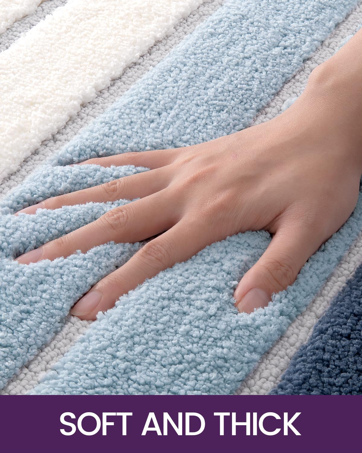 Dexi Bath Mat Bathroom Rug Absorbent Non-Slip Washable Shower Floor Mats Small Carpet 24''X43'', Blue